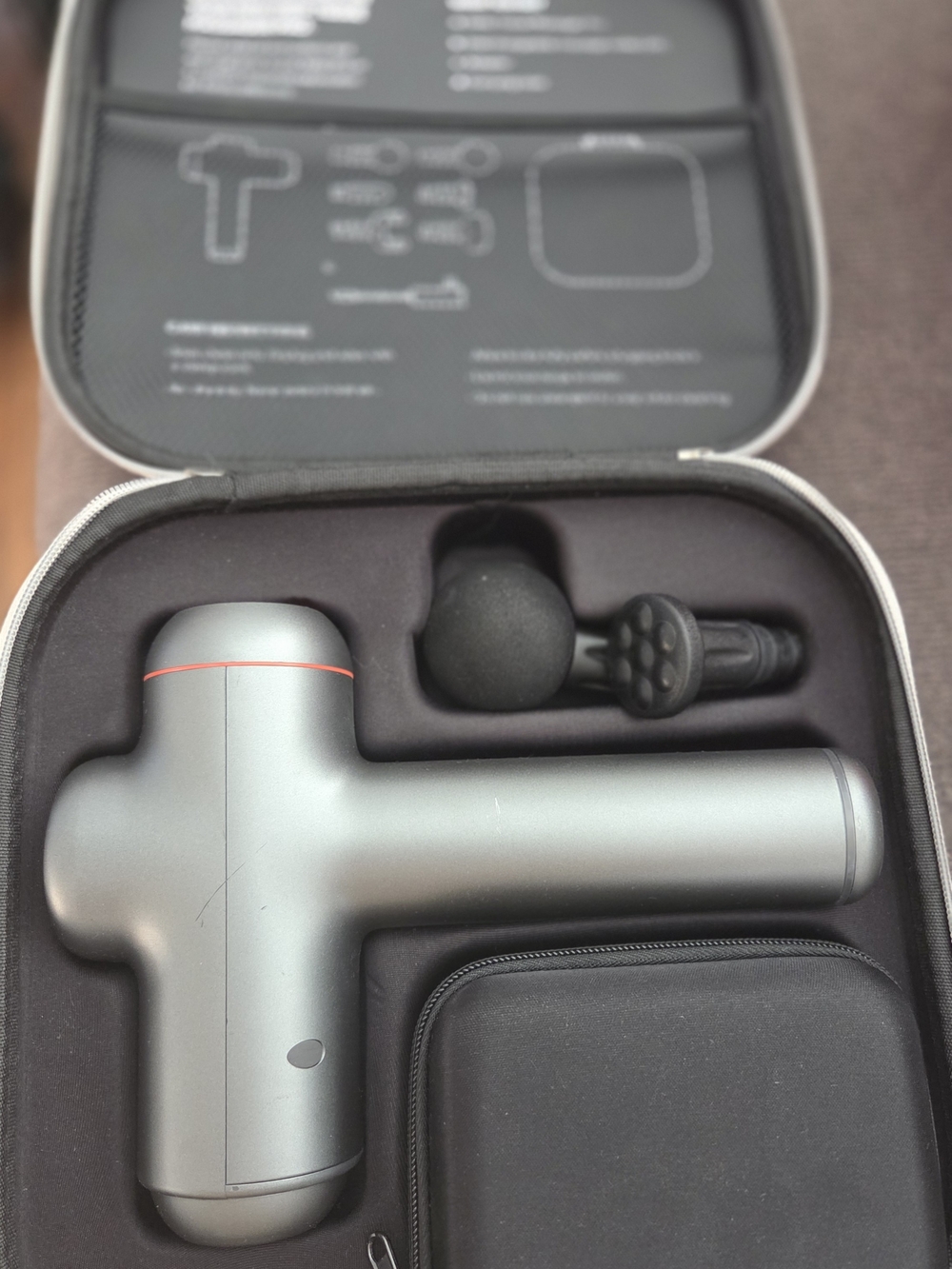 Portable Massage Gun with Attachments - Metallic Gray